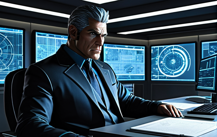 The Power-Hungry Villain**
A professional-looking character, Dr. Destructo, in a dark, futuristic office setting, fully clothed in a high-tech suit. He is seated at a large desk covered in blueprints and glowing screens. Expression shows ambition and a hint of desperation. Background elements suggest world domination plans. Safe for work, appropriate content, perfect anatomy, natural proportions, professional illustration.
**